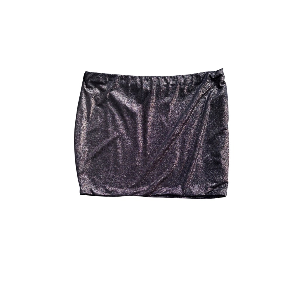 Y2K Twenty One Metallic Bronze Shimmer Mini Skirt Elastic Waist Bodycon Large